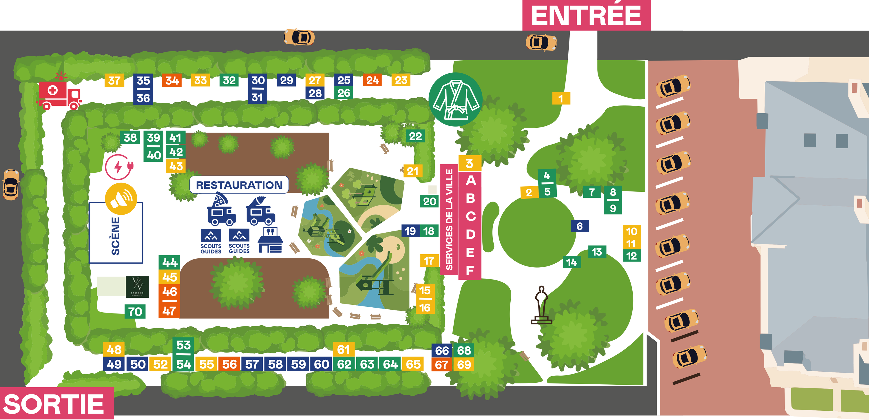 Aperçu du plan du site du Salon des associations, Square Maunoury